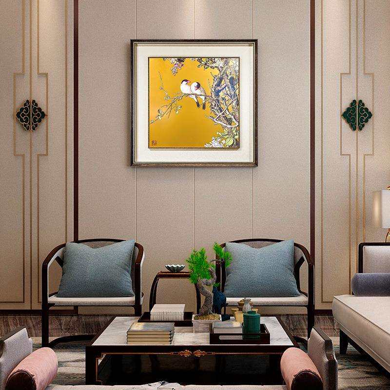 仙萼长春图铜板画 餐厅书房装饰画 花鸟宫廷画客厅书房酒店挂画
