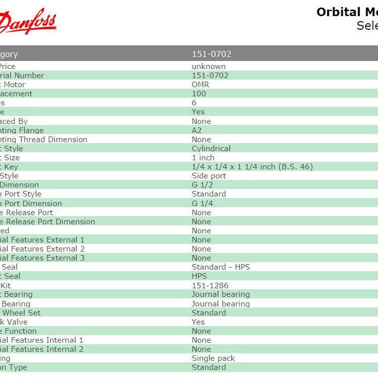 Danfoss丹佛斯 摆线马达 轨道电机 转向装置OMR100 - 151-0702