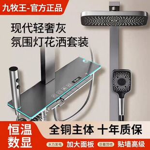 正品 全铜家用浴室恒温增压卫生间冷热沐浴喷头 枪灰色淋浴花洒套装