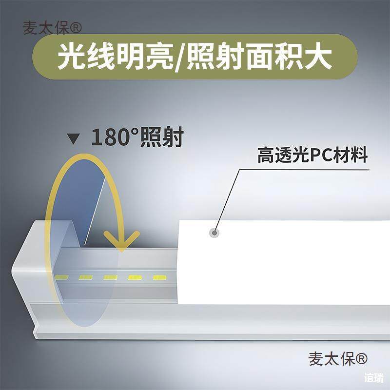 一体化led灯管T5超亮日光灯t8长条灯条家用全套节能支架光麦太保