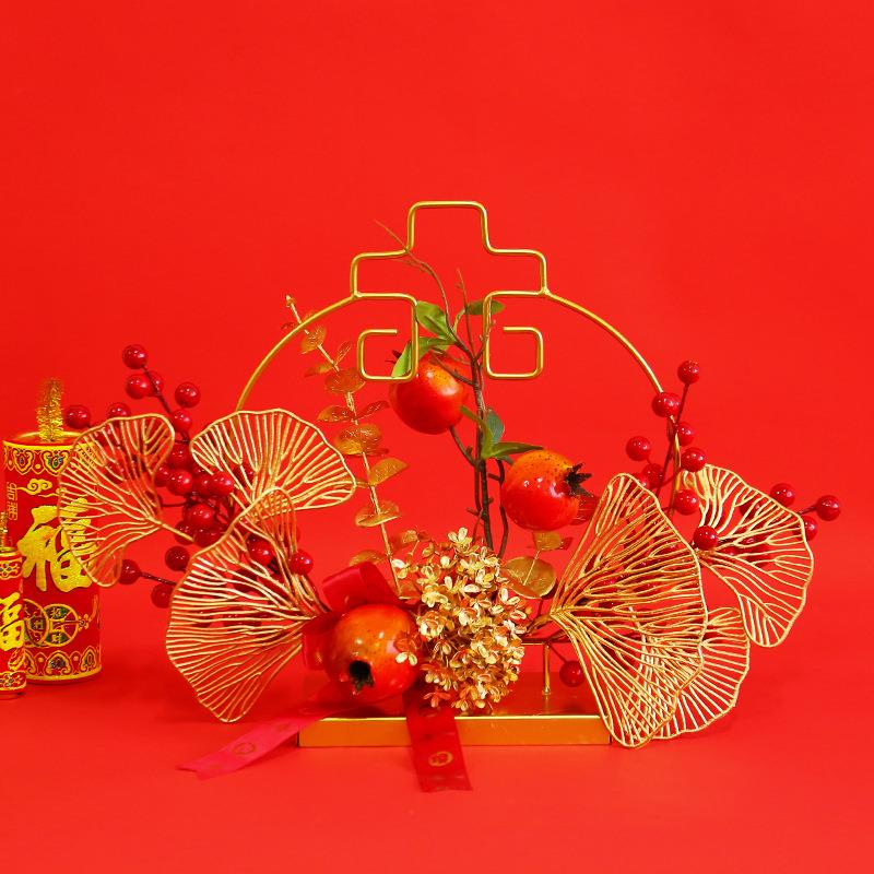 港之恋喜庆红果摆件2025新年装饰品龙年家居装饰摆件创意镂空银杏图片