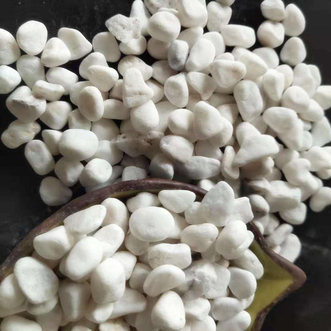 白色鹅卵石天然园林造景用白色鹅卵石子机制白石子水磨园艺白石子