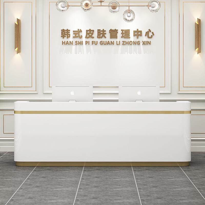 轻奢网红服装店前台奶茶店吧台女装店收银台烤漆桌小型接待台桌面