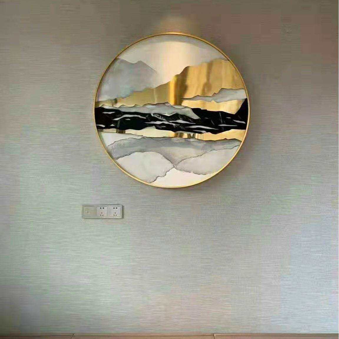 装饰画客厅卧室挂画轻奢中式风格山水壁画酒店晶瓷漆画风景画