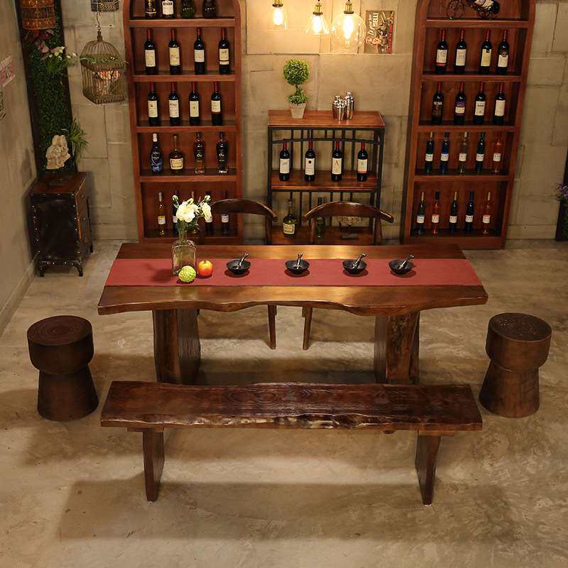 新中式整板原木茶桌仿古茶台大板餐桌椅组合根雕茶几民宿喝茶桌