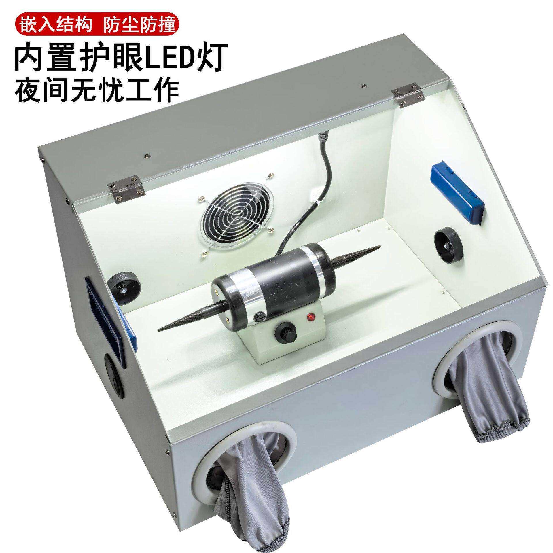 DM-5台式双头布轮吸尘打磨机抛光机带灯管无极调速金银铜首饰抛磨