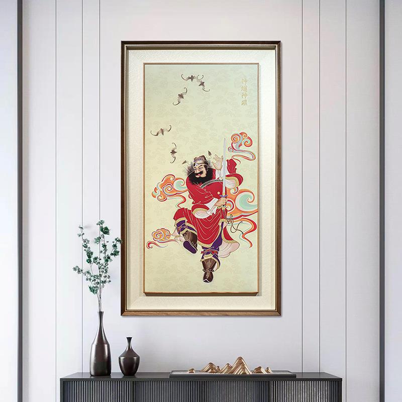 钟馗神威铜板装饰画中式家居玄关走廊人物画钟馗招财纳福门神画像
