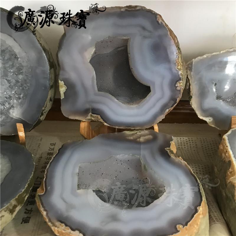 工厂货源原石无烧玛瑙晶洞聚宝盆水胆玉髓聚宝盆吸附摆件直播