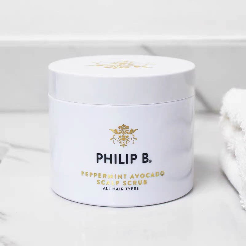 PhilipB薄荷鳄梨海盐头皮磨砂膏