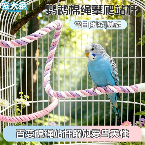 【宠大条】鹦鹉彩绳棉绳站杆站架