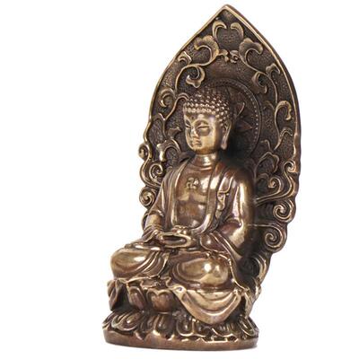 杨铜记 铜三宝佛 坐释迦佛 铜器工艺品摆件 三宝佛莲花