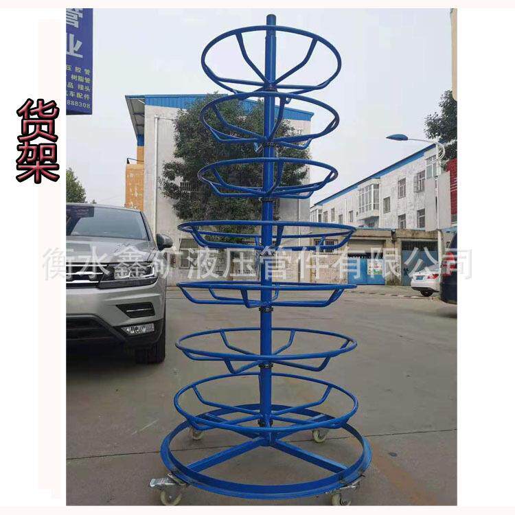 胶管放置架可旋转高压胶管货架油管放置架可移动加固方钢缠绕管架