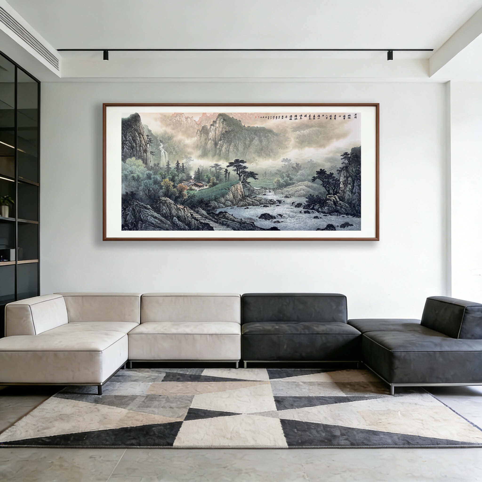 《石径蜿蜒通翠谷》新中式山水画客厅装饰画餐厅挂画水墨壁画国画