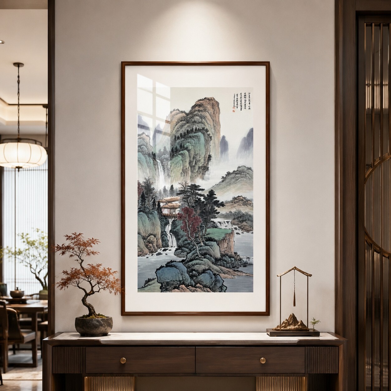 新中式山水装饰画客厅背景画