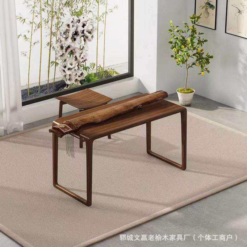 榆木仿古简约古琴桌凳共鸣中式全实木禅意古筝桌琴桌琴凳厂家
