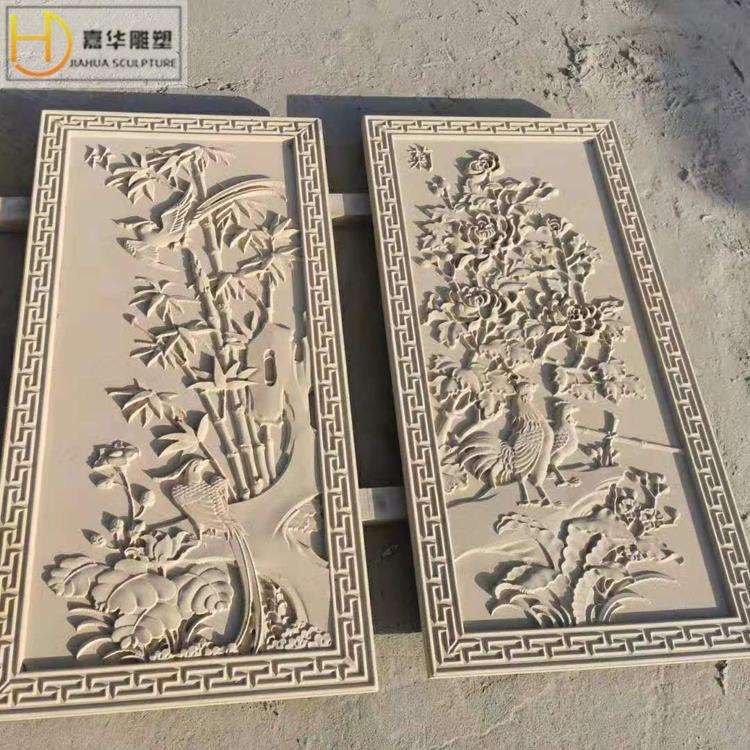 砂岩石材壁画外墙园林花盆景观龙凤迎客松长城玻璃钢仿铜校园浮雕