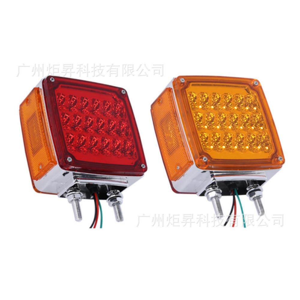 跨境供应货车边灯12V24VLED货车尾灯卡车侧灯信号灯双面方灯腰灯