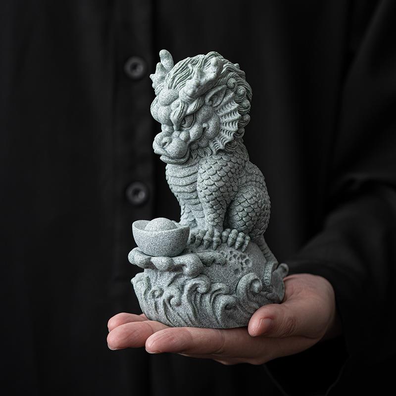 国风青砂石瑞兽茶宠茶玩摆件创意守护神兽鱼缸造景客厅桌面装饰品