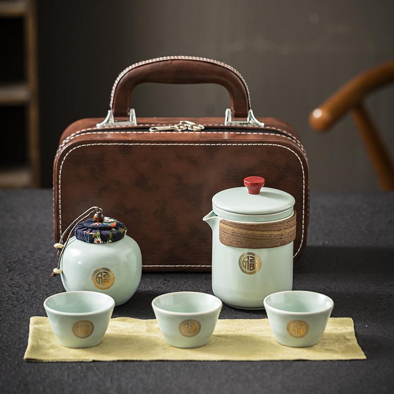 快客杯一壶三杯陶瓷便携旅行茶具套装功夫户外泡茶壶出差装备茶杯