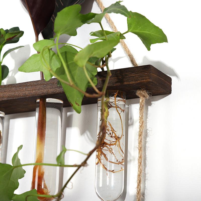 3层6孔挂壁水培绿植装饰品悬挂式木架试管玻璃花瓶水培植物容器