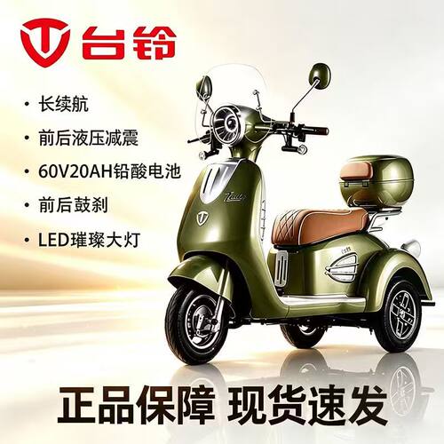 台铃ST简雅长续航三轮电动车60v20ah家用通勤神器老年代步车