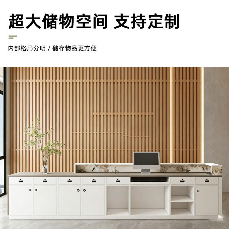 公司前台接待台现代简约酒店大厅物业烤漆吧台办公室工作桌收银台图片