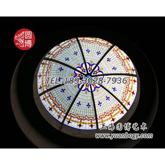 彩色玻璃穹顶彩绘玻璃穹顶外双曲钢弯彩色中空穹顶玻璃圆博玻璃