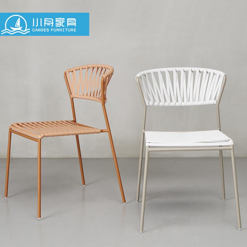 户外别墅庭院藤编休闲桌椅组合室外铝合金设计师餐椅防水防晒家具