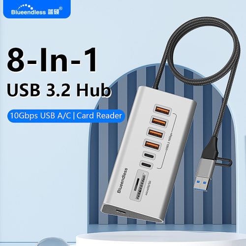 新款type-c分线器usb3.2拓展坞sd3.0读卡器10Gbps传输typec集线器