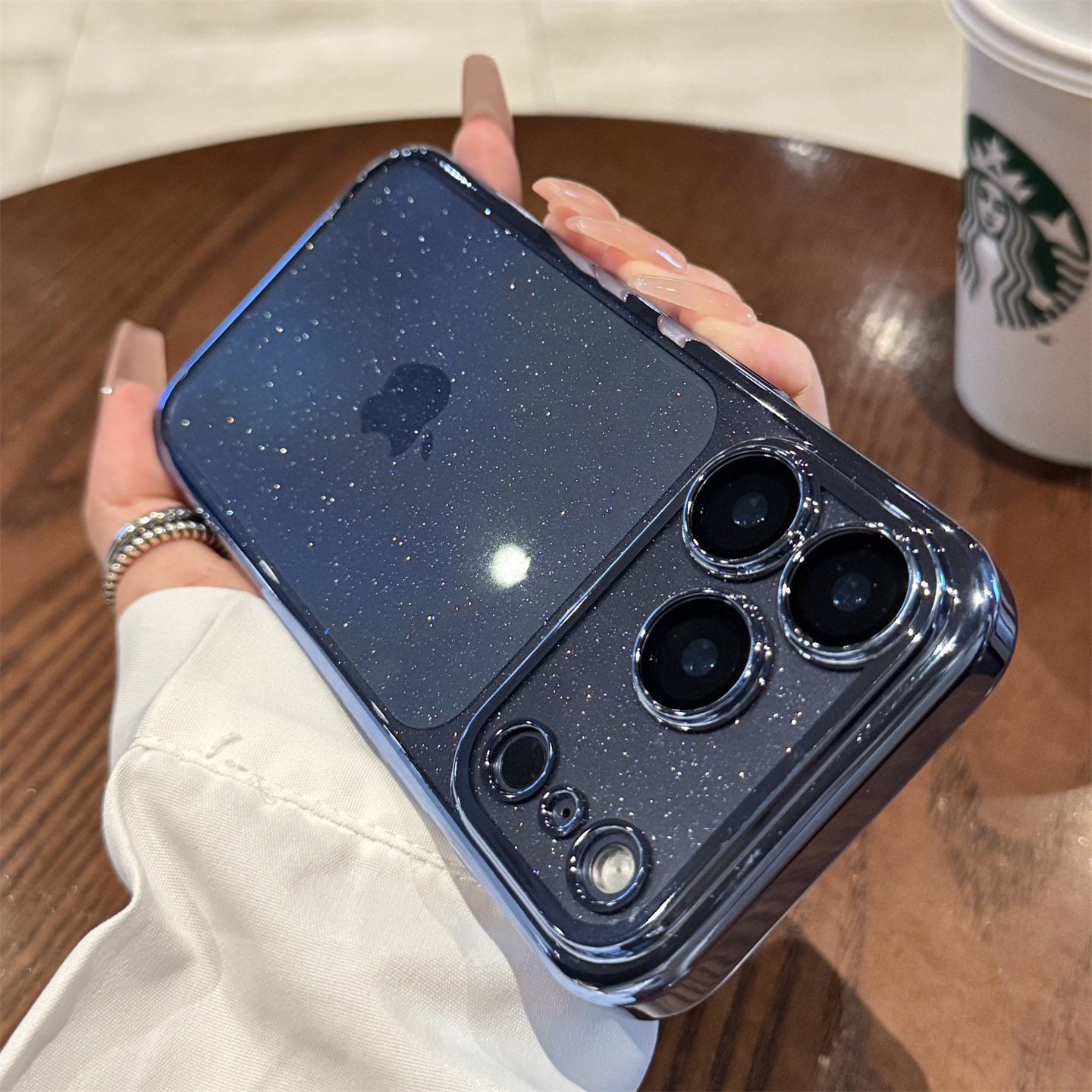 电镀星空闪粉适用iPhone17手机壳透明自带镜头膜苹果16防摔保护套