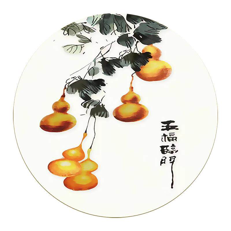 双面半透明纱布刺绣苏绣实木屏风玄关隔断花格画葫芦福禄五福临门