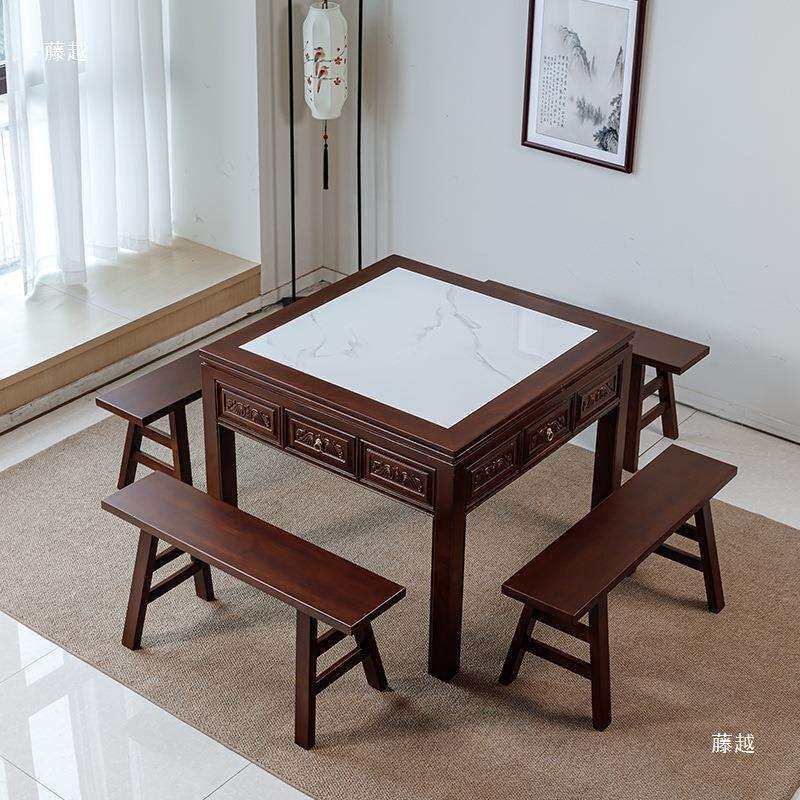 八仙桌实木正方形仿古中式农村老式传统餐桌打牌桌方桌中堂带抽屉