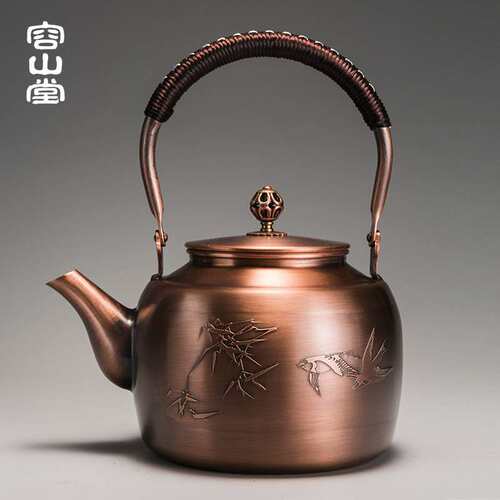 容山堂 铜壶烧水壶手工机制铜茶壶 仿古大煮茶器煮茶壶电陶炉茶炉