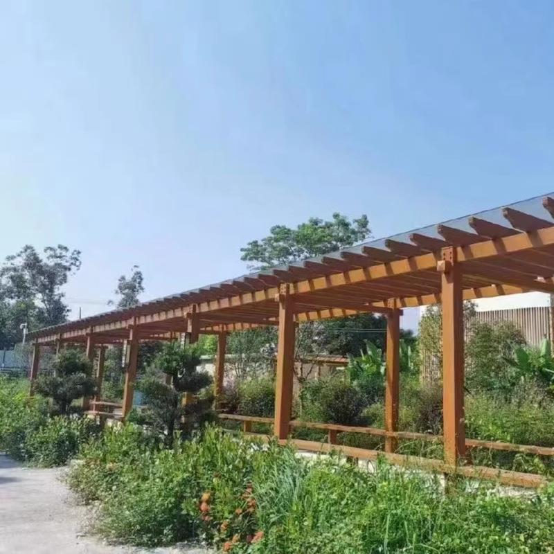 仿木纹铝合金葡萄架户外庭院别墅凉亭室外爬藤架子花园长廊设计