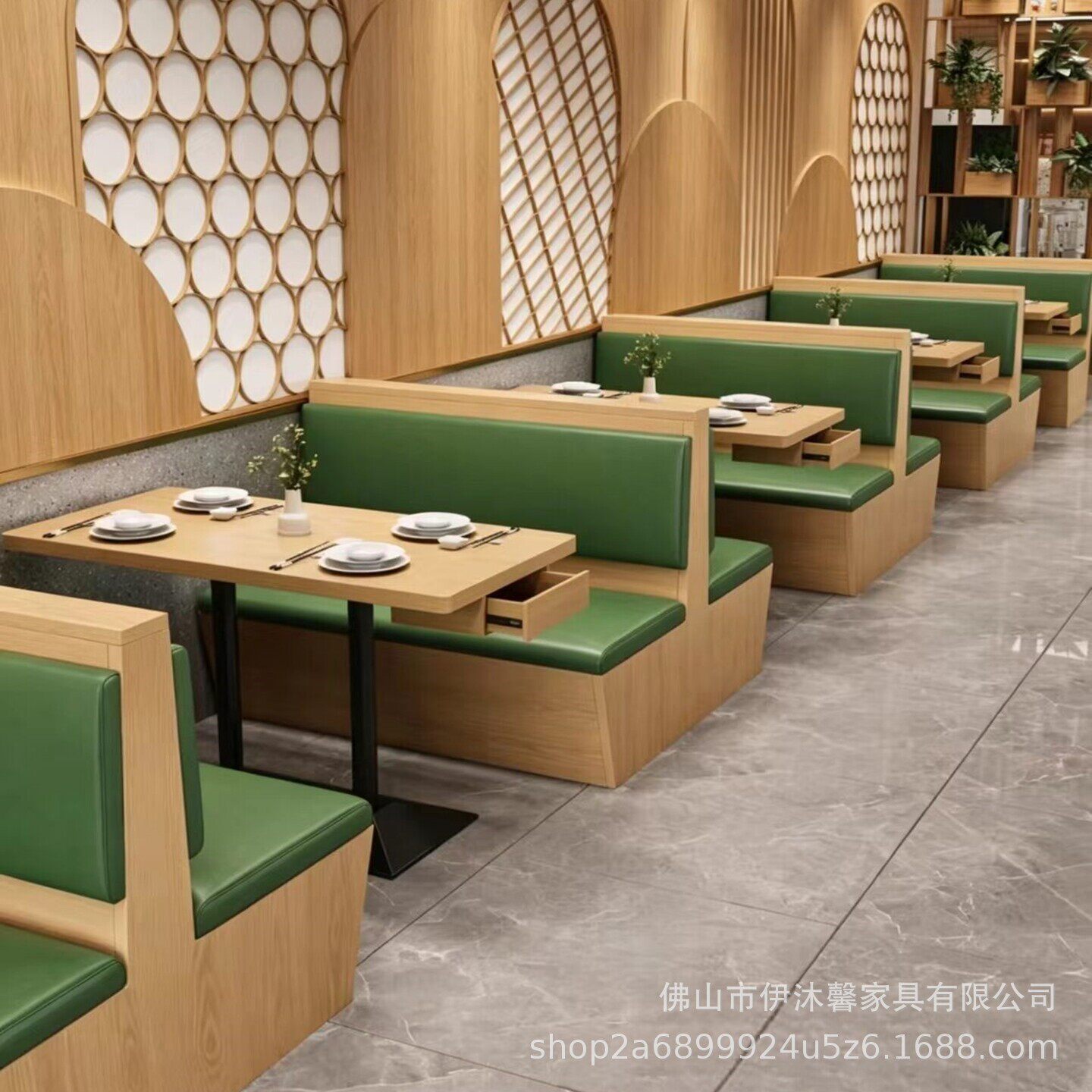 商用餐桌椅粉面馆卡座沙发奶茶中餐饭店烧烤店餐饮店半圆桌椅组合
