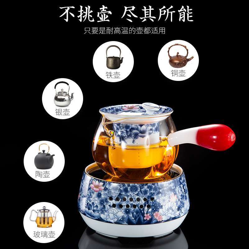 陶瓷电陶炉分体式煮茶器大号烧水壶家用黑茶蒸茶器白茶陈皮玻璃壶
