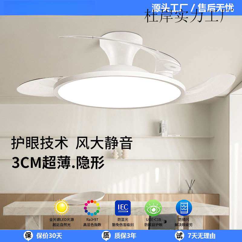隐形风扇灯2025新款吊扇灯卧室餐厅带灯扇一体吸吊两用超薄电风扇