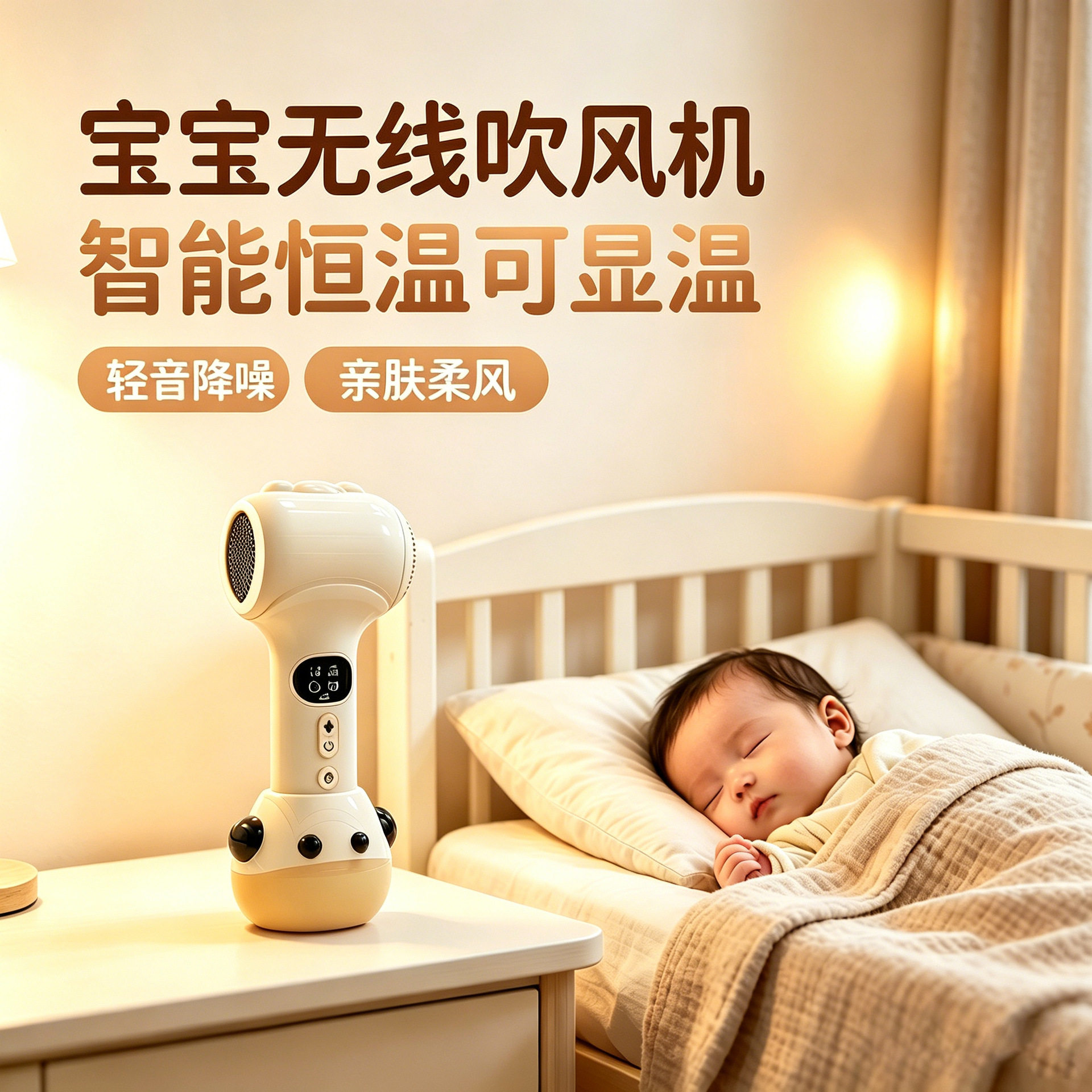 便携迷你吹风机婴幼儿儿童静音低热低速四模式适用头发全身吹风机