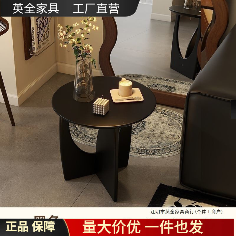 欧式实木小圆桌洽谈桌法式客厅沙发小茶几边几角几可移动咖啡桌子
