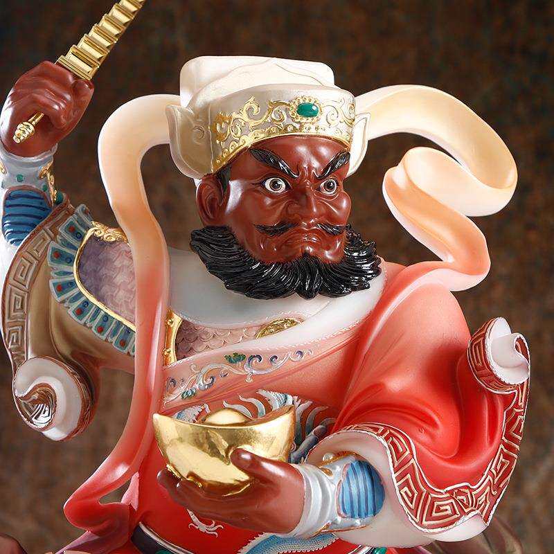 厂家直供汉白玉赵公明骑虎武财神五路财神赵公明神像客厅摆件