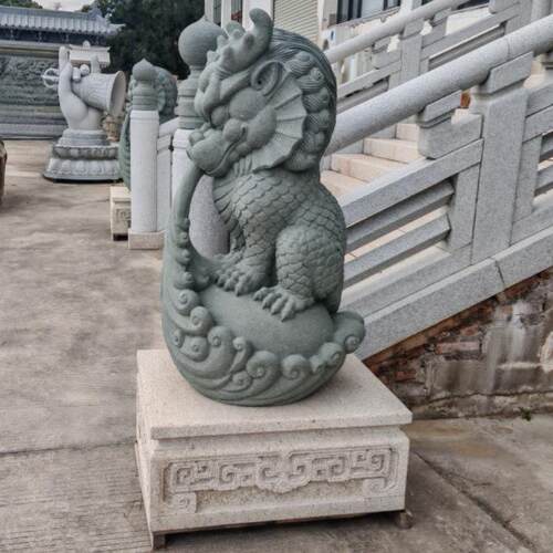 石雕吸水兽 青石吸财兽蚣蝮商铺别墅门口 仿古瑞兽动物造景摆件
