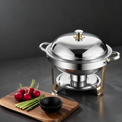 跨境可拆卸分体设计露营便携餐炉不锈钢高档餐炉 chafing dish