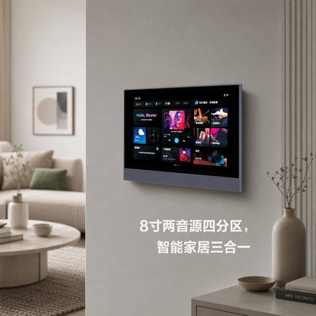 天籁8寸三合一墙面壁挂功放背景音乐控制器家用商铺音响主机tl108