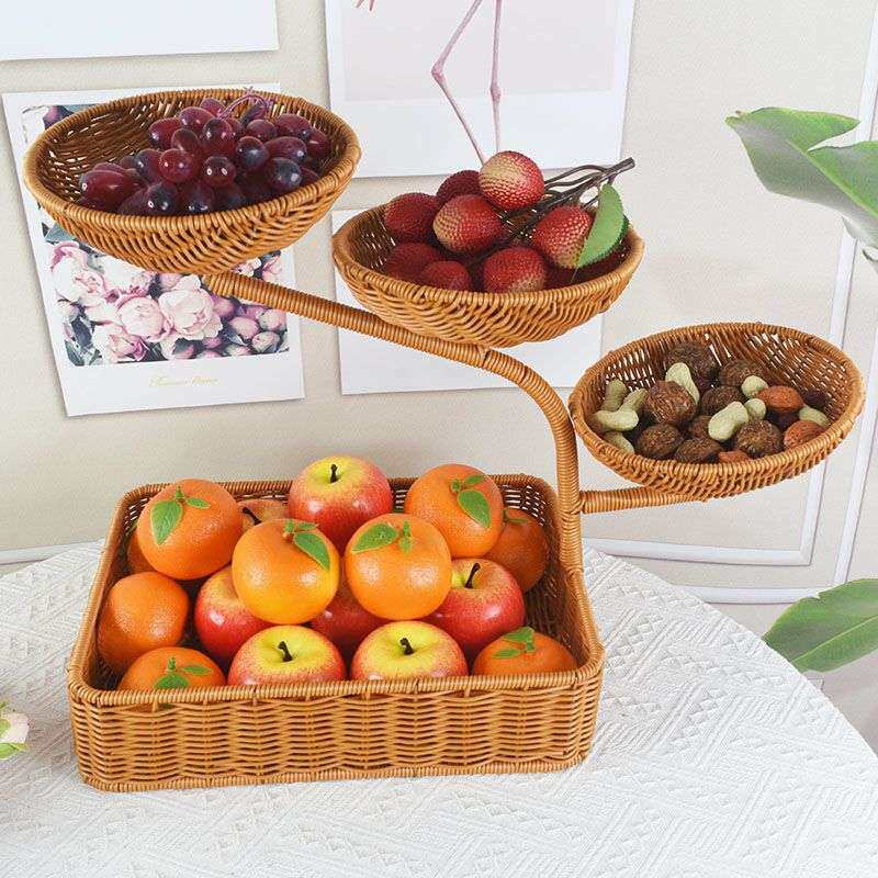 现代简约迎客松中国风创意多层果盘瓜子点心盘水果盘客厅上档次