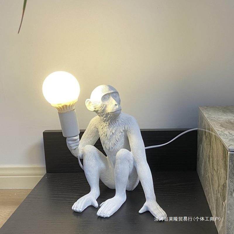 北欧树脂麻绳猴子壁灯儿童房酒吧餐厅走廊装饰灯动物猴子吊灯