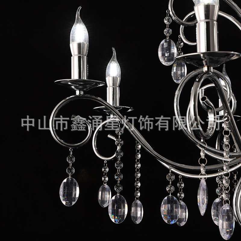 厂家直供20头欧式吊灯铁艺婚庆道具电镀金属吊顶布置灯具铁艺吊灯