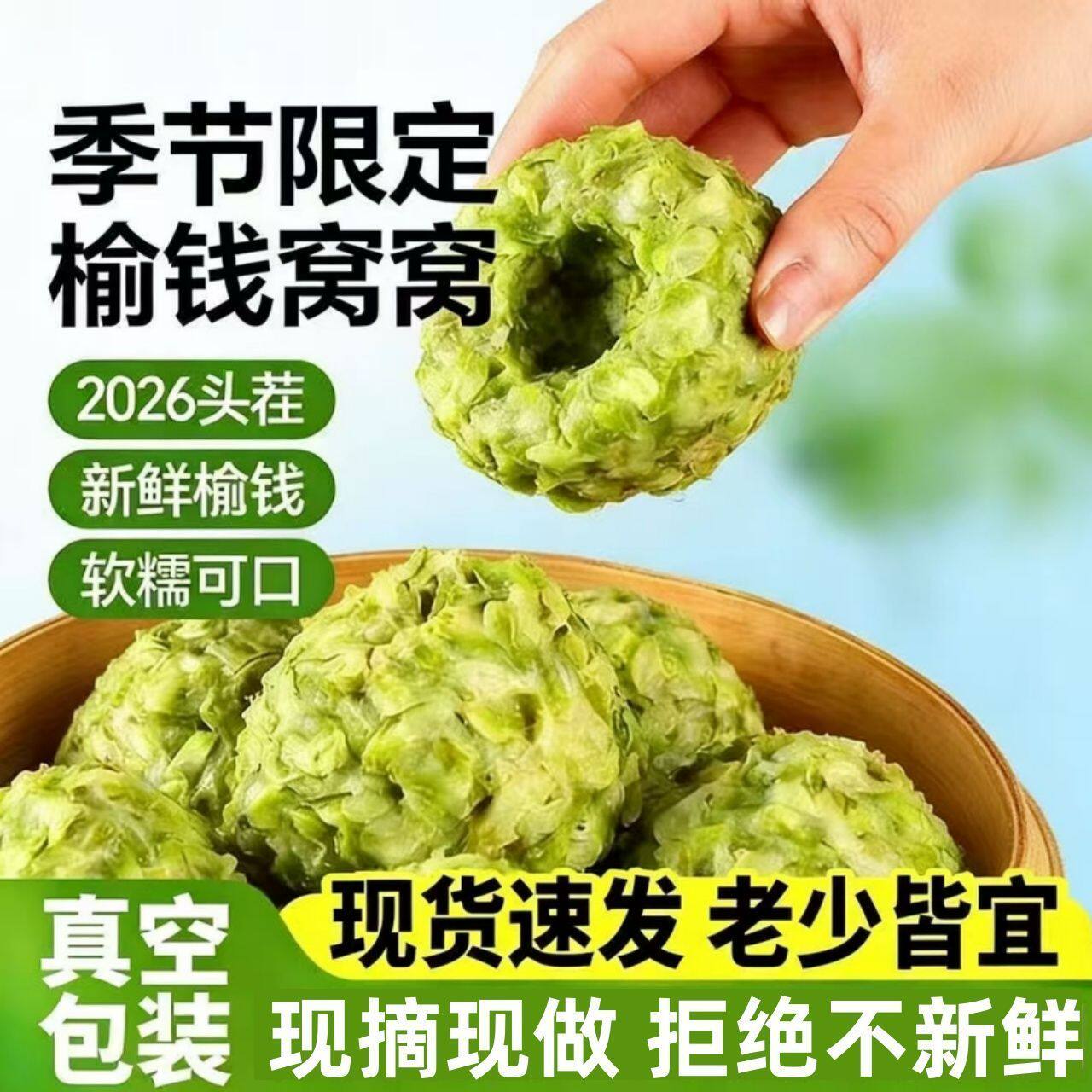 榆钱窝窝头新鲜手工菜团子粗粮菜包馍馍馒头主食早餐加热开袋即食