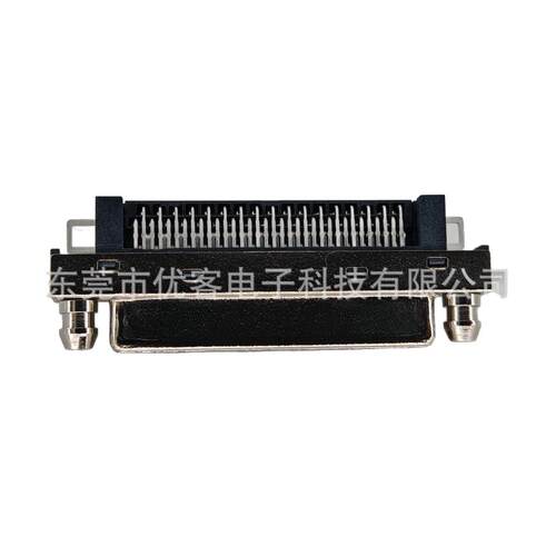 VHDI68PIN弯头母座小68SCSI 68P90°DIP0.8mm间距板端连接器