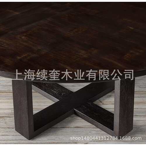RH美式实木圆形桌餐桌椅家具设计师外贸出口跨境电商亚马逊供应商