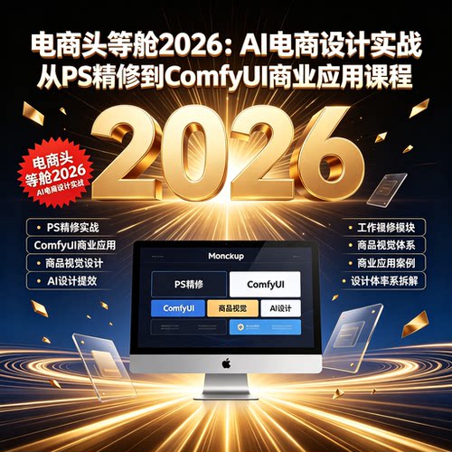 电商头等舱2026：AI电商设计实战从PS精修到ComfyUI商业应用课程